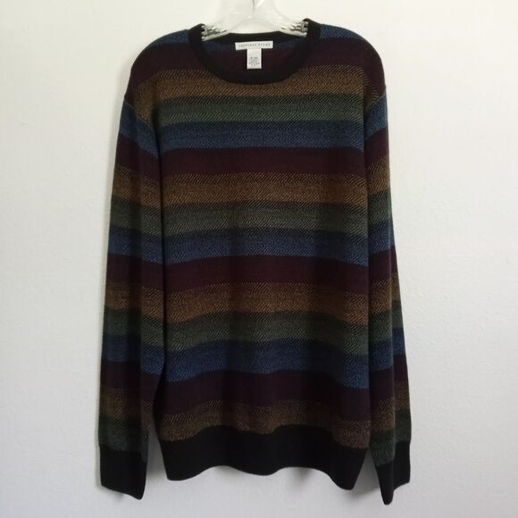 Vintage Geoffrey Beene 80s Sweater Stripes Crew Neck Pullover Long Sleeve Men XL - Picture 8 of 8